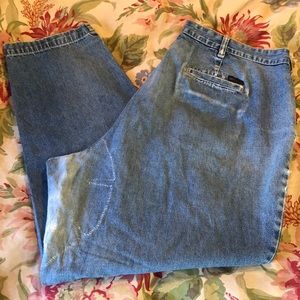 Vintage Gloria Vanderbilt Size 20W Booty Jeans Peg 100% Cotton HandStitch Patch